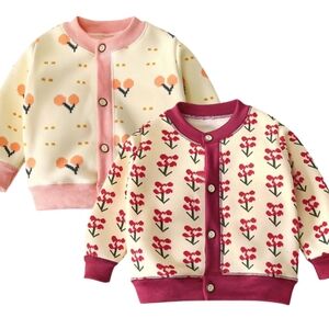 [Kdnteot] 2pc Bundle Toddler Girl's Long Sleeve Printed Sweaters Cardigan